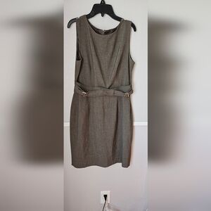 Calvin Klein Charcoal Gray Belted Midi Dress